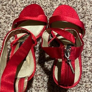 Nina Red Satin Women's Sandals